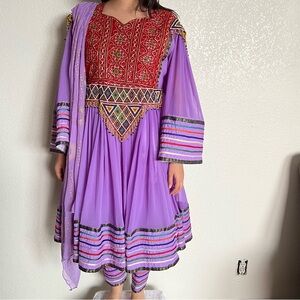 Purple Afghan traditional dress afghani persian wedding guest
